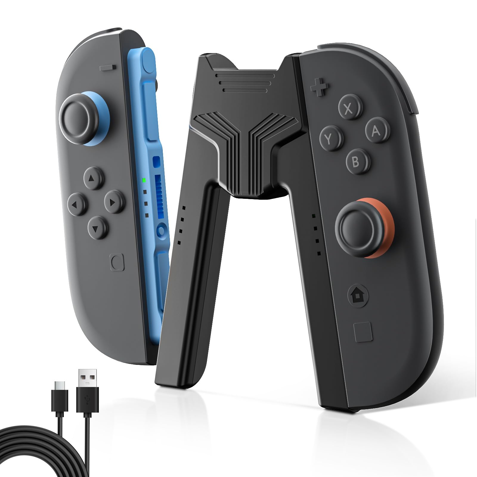 AOJAKI Charging Grip for Switch 2 handle, Ergonomic V-Controller Stand with USB-C Cable and LED Indicator for Fast Charging While Playing - For Switch2 (Model 2025)-image-32