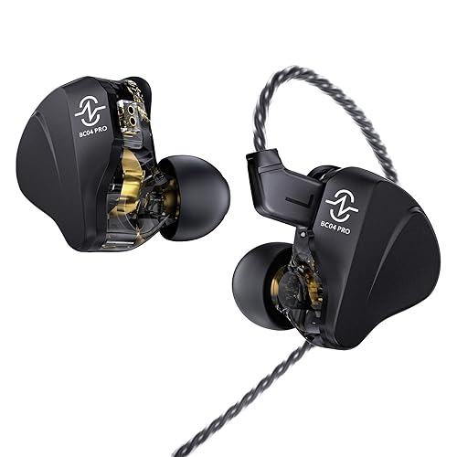 Keephifi CCZ BC04 PRO Auricolari con Filo IEM Cuffie,1BA+1DD In Ear Monitor Professionali,10 mm Doppi Magnetici con Cavità Sonora Grande DD,Esclusivo Opaco Ossidato Cuffie con Filo per Cantanti,Gaming - Senza Microfono - BC04PRO- Nero