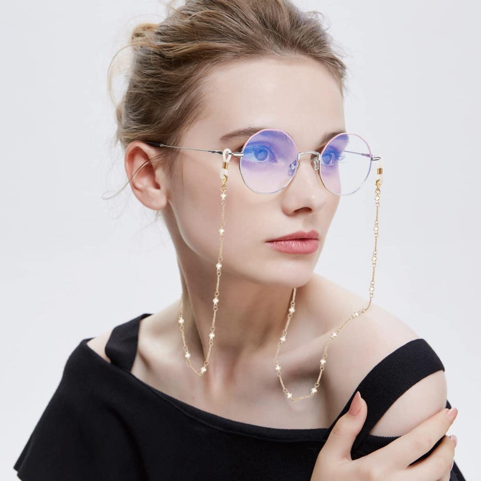 REVAHI Cadena de Gafas de Sol de Metal Gafas Simples Cordón Cadena Gafas de Sol Correa Titular para Mujeres Hombres