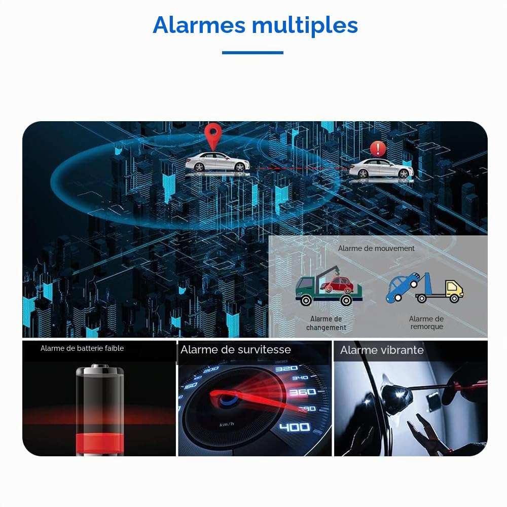 Micro Traceur GPS Tracker pour Voiture Moto Velo,Mouchard GPS 1500 mAh Positionnement Enfant Toutes 10s Alarme Aimant Puissant Localisateur Suivi Global Temps Réel