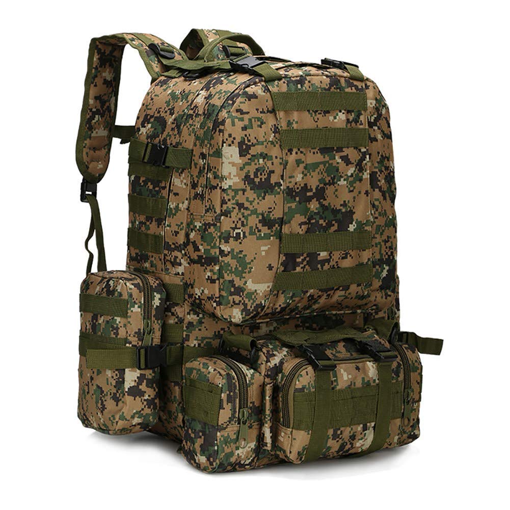 Kabxhueo 55L/80L/100L Hiking Camping Backpack MOLLE Rucksack Waterproof Daypack for Traveling Multifunction Outdoor Mountaineering Backpacks Camouflage Hiking Large Tactical Bag,B08 jungle camo 55l