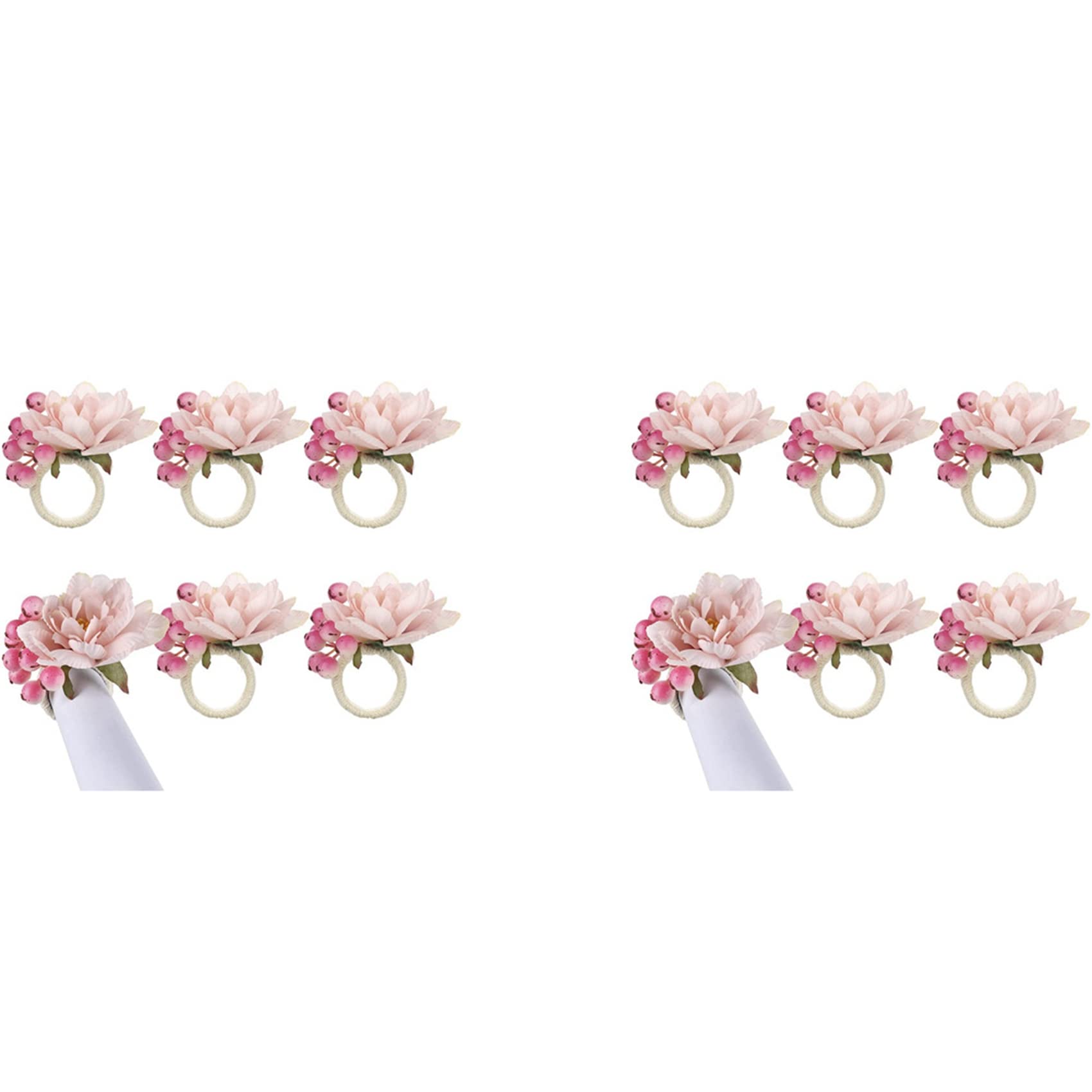 Hndhbfgrt Flower Napkin Rings 12Pcs, Napkin Rings Holder, Spring Floral Buckles Holder Table Decorations, A