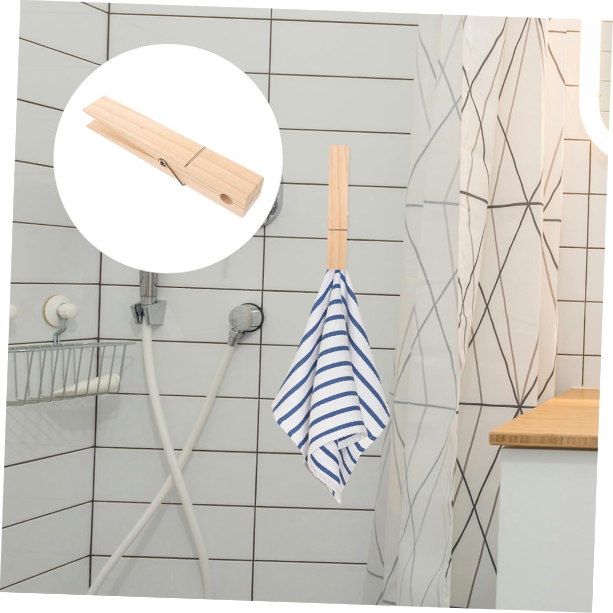 OUNONA 2 Stück Große Wäscheklammern im Landhausstil Rustikale Handtuchklammern für Badezimmer und Outdoor Einfache Bedienung Robust und Windfest 30x4x5cm