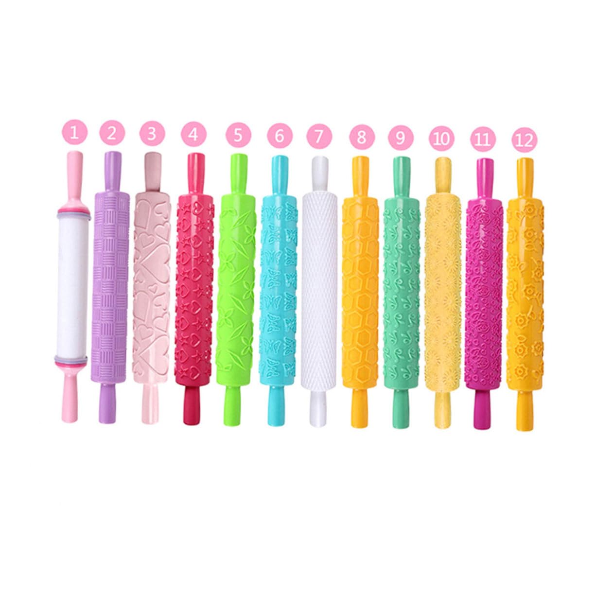 Sosoport 5 Piezas Rodillo Relieve De Plástico Molde Para Masa Diseño Estampado Rodillos Para Decorar Pasteles y Repostería Utensilios Para Amasar Repostería