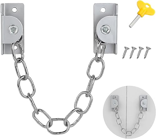 Miniatura 8 de Cerradura de cadena de ventana de acero inoxidable, restrictor de puerta de guardia, cerradura de cadena de seguridad para ventanas planas abiertas