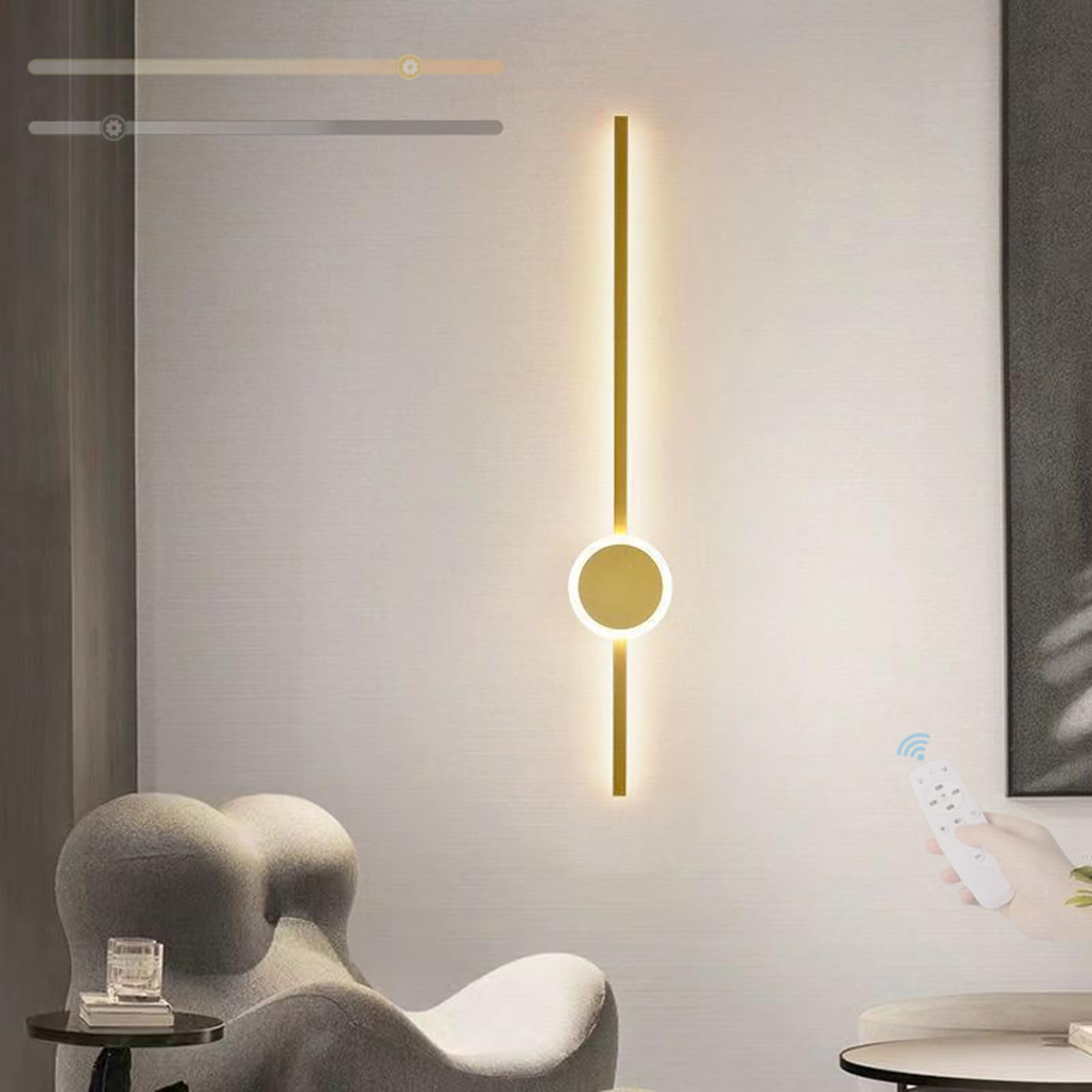 Dormitorio comedor apliques de pared modernos dorados con luz LED regulable 8