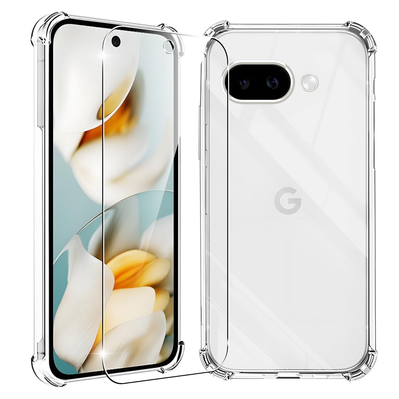 対応 Google Pixel 9A ケース クリア 黄変防止 + Pixel 9a ガラスフィルム 柔軟 グーグルピクセル9a ケース 耐衝撃 ガラスフイルム保護付き 指紋防止 落下防止 耐衝撃 ガラスフイルム保護付き 指紋防止 落下防止 耐久性 JCJC-TPU9A