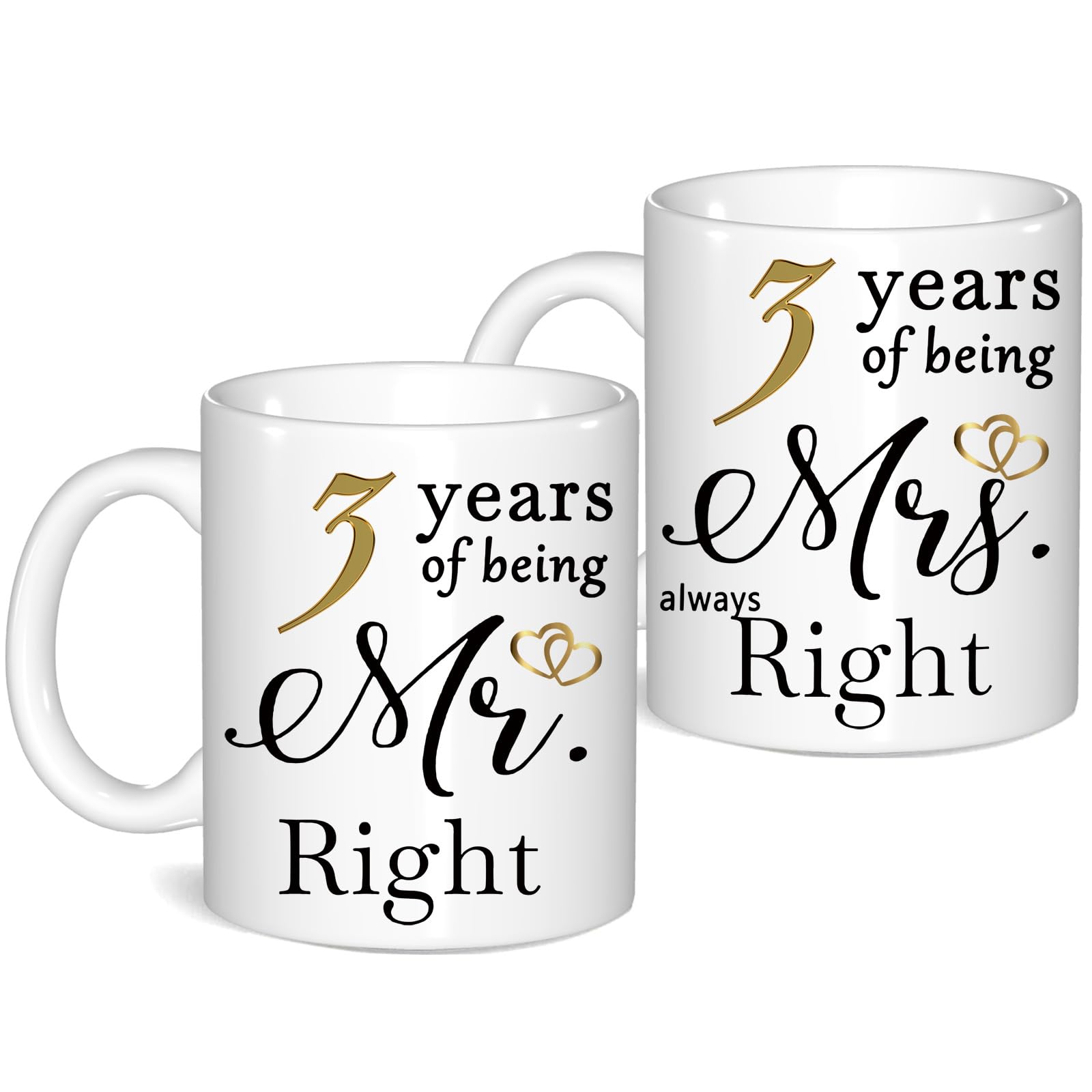 3 Year Anniversary Coffee Mugs Set of 2