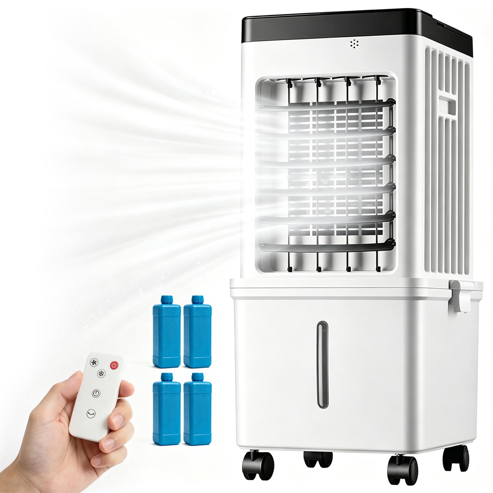 Climatizador Portátil 15L Depósito Oscilación 120° Temporizador para Casa | Climatizador evaporativo con depósito de gran capacidad, fácil de mover, para hogar oficina camping caravana
