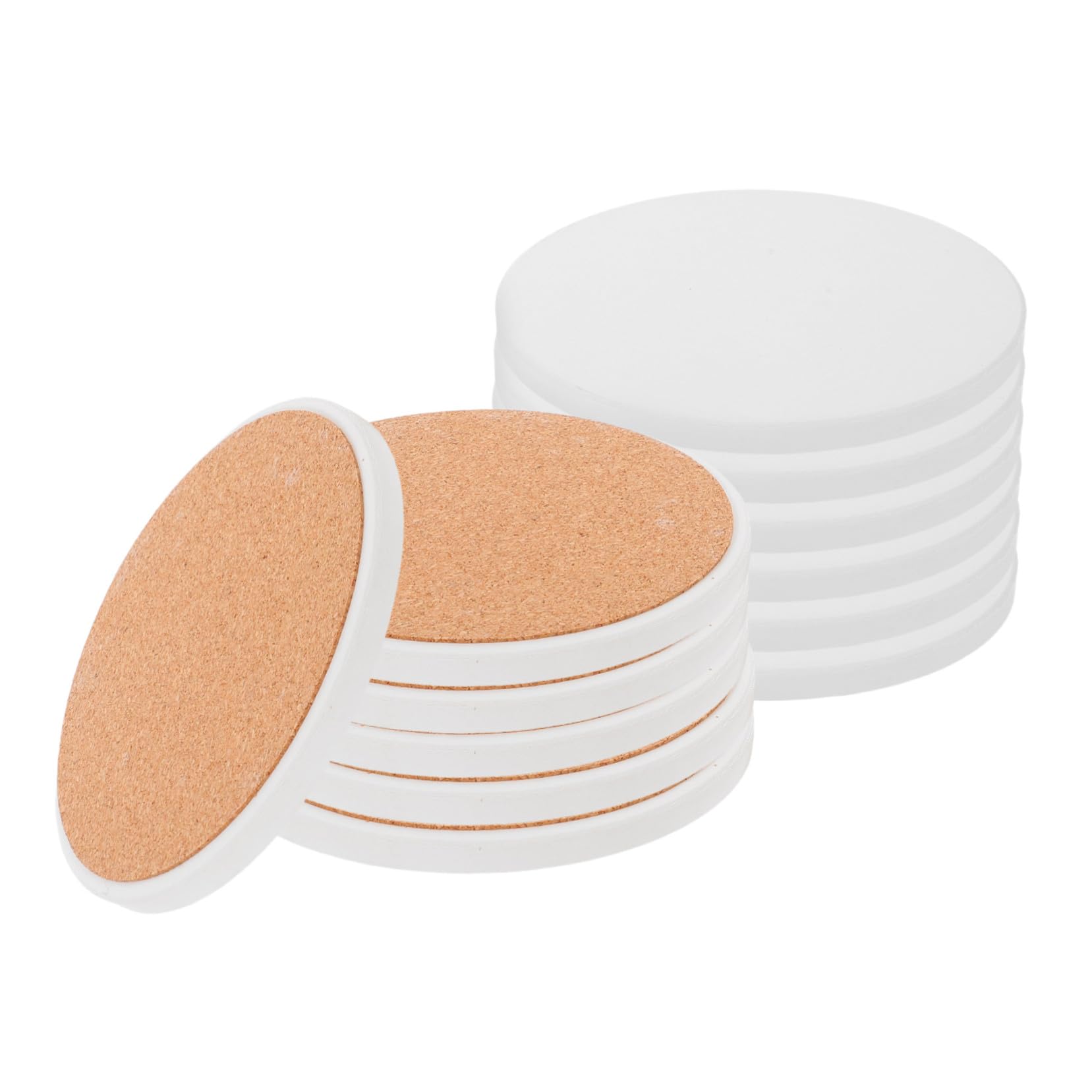 ABOOFAN 12pièces sous-Verres Céramique Vierges à Sublimation Ronds Et Blancs avec Support Liège pour Transfert Thermique Loisirs Créatifs Et Décoration