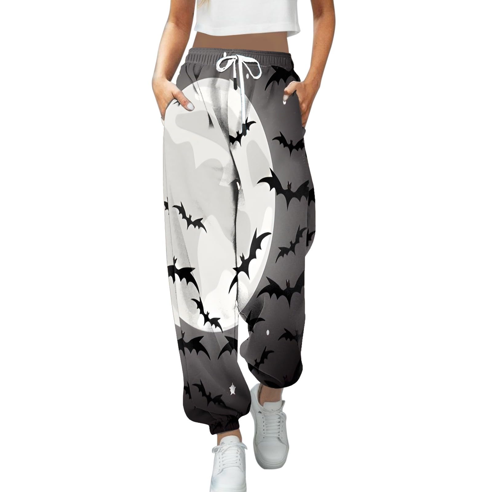 Jogginghose Damen Mit Halloween Print - Lockere Baggy Hose Für Training & Freizeit