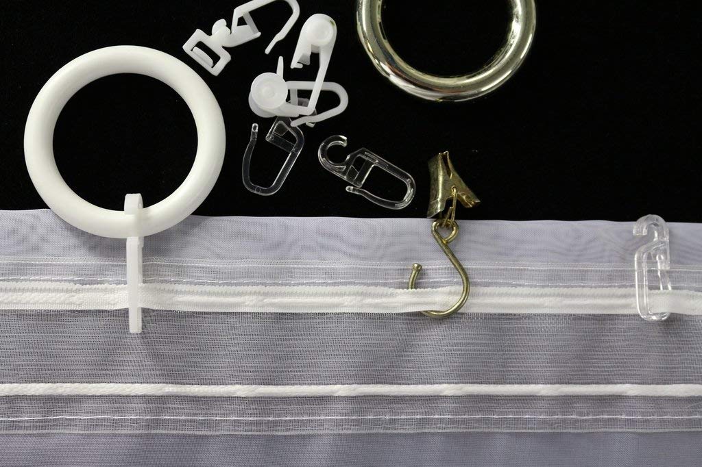 Fertiggardine nach Maß Voile Store weiß, maßgefertigt, halbtransparent mit 5er-FALTENBAND. Größe wählbar (Höhe 80-295 cm, Breite 200-1200 cm), Variante 195 x 750 cm (Höhe x Breite)
