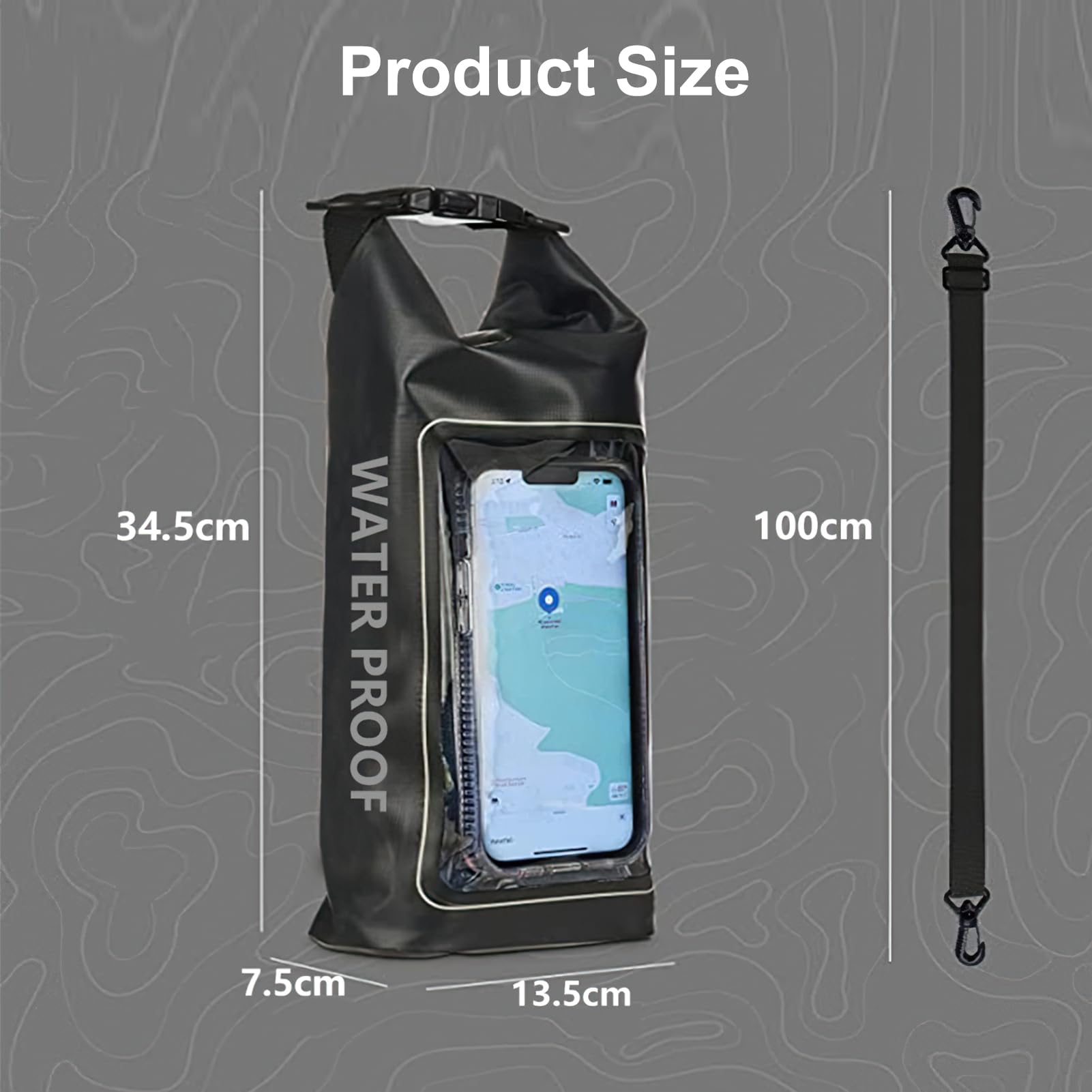 Borsa a Tracolla Impermeabile, Borsa a Tracolla Esterna 2L Borsa Impermeabile per Cellulare 2 in 1 Borsa Impermeabile in PVC Trasparente per Piscina Spiaggia sci Equitazione Mare Pesca