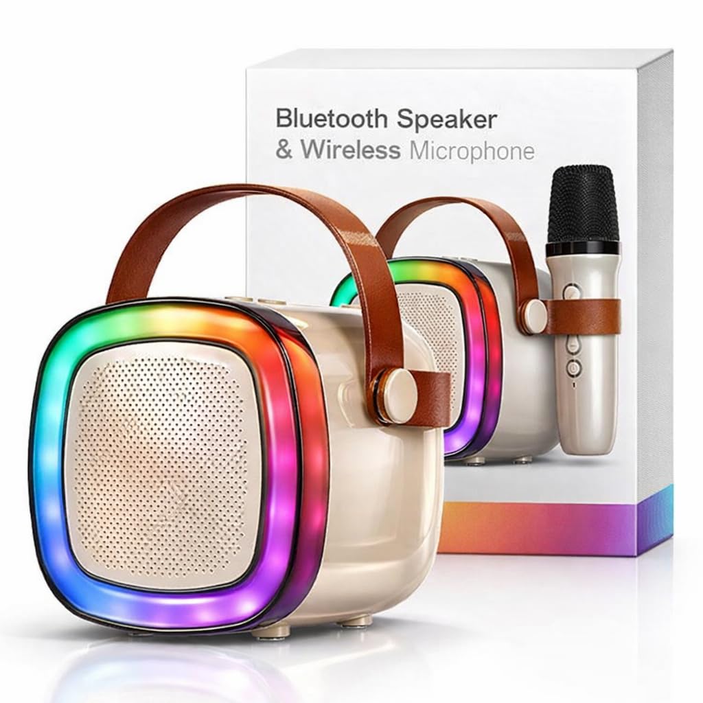 Fire turtle Wireless Bluetooth Karaoke Microphone with HD Speaker & Flashing LED Lights | Rechargeable Portable Singing Mi...