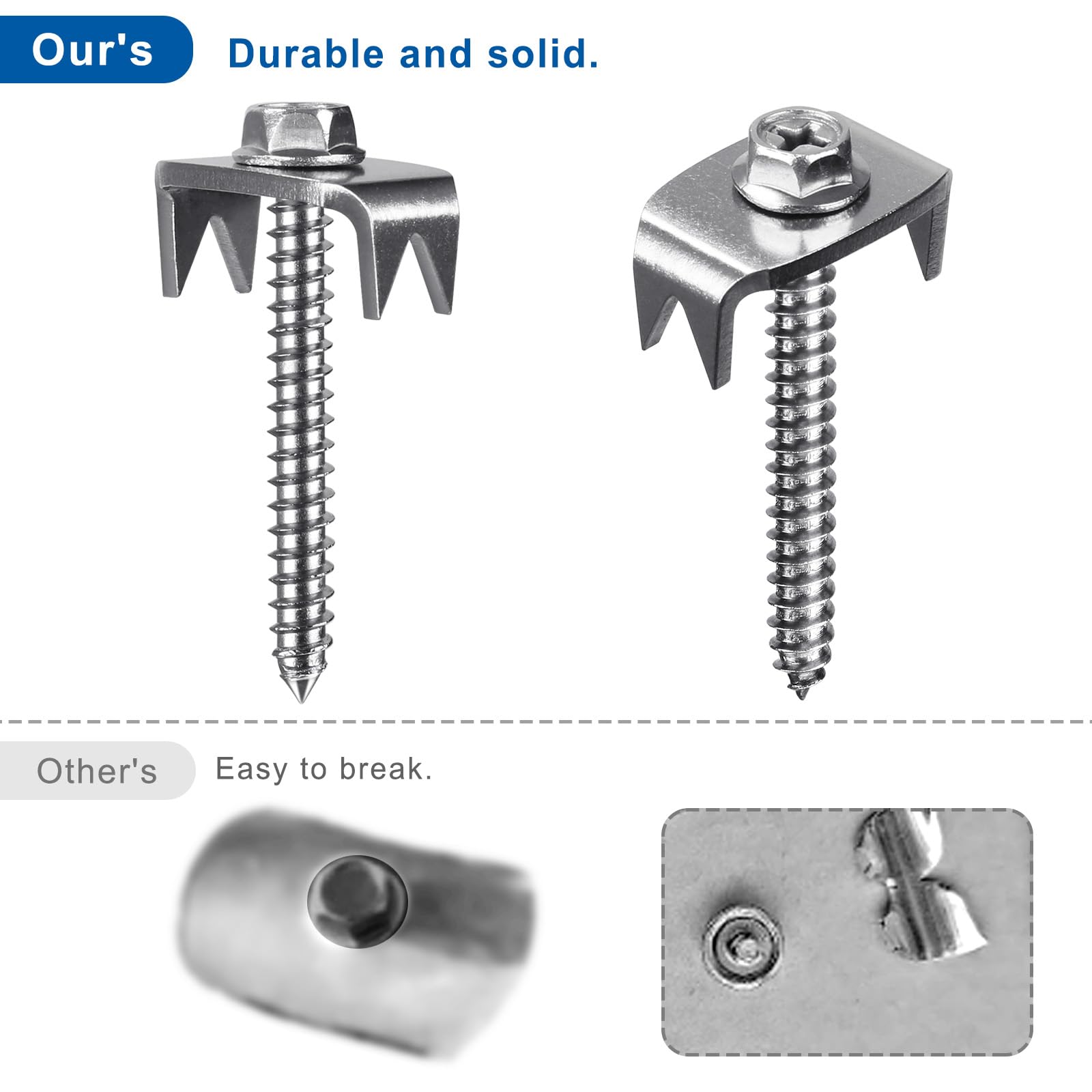 SELEWARE 200 vallas de acero inoxidable, clavos de cerca de madera blanda, clavos reutilizables para cercas de doble barra y cercas trenzadas, cierres de valla con rosca