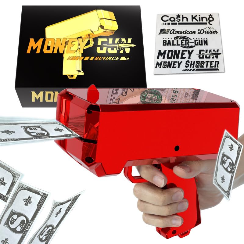 RUVINCE Money Gun Shooter Money Gun for Movies That Look Real, Prop Gun Make it Rain, Handheld Cash Gun for Game Movies Party