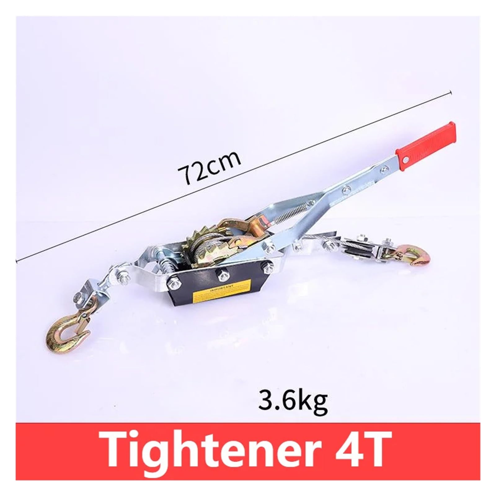4T - Tensor de cable manual de 2 m, correa de trinquete resistente con doble gancho tensor de cuerda para transporte automático, barco, remolque, camión y eslingas de elevación, herramienta de