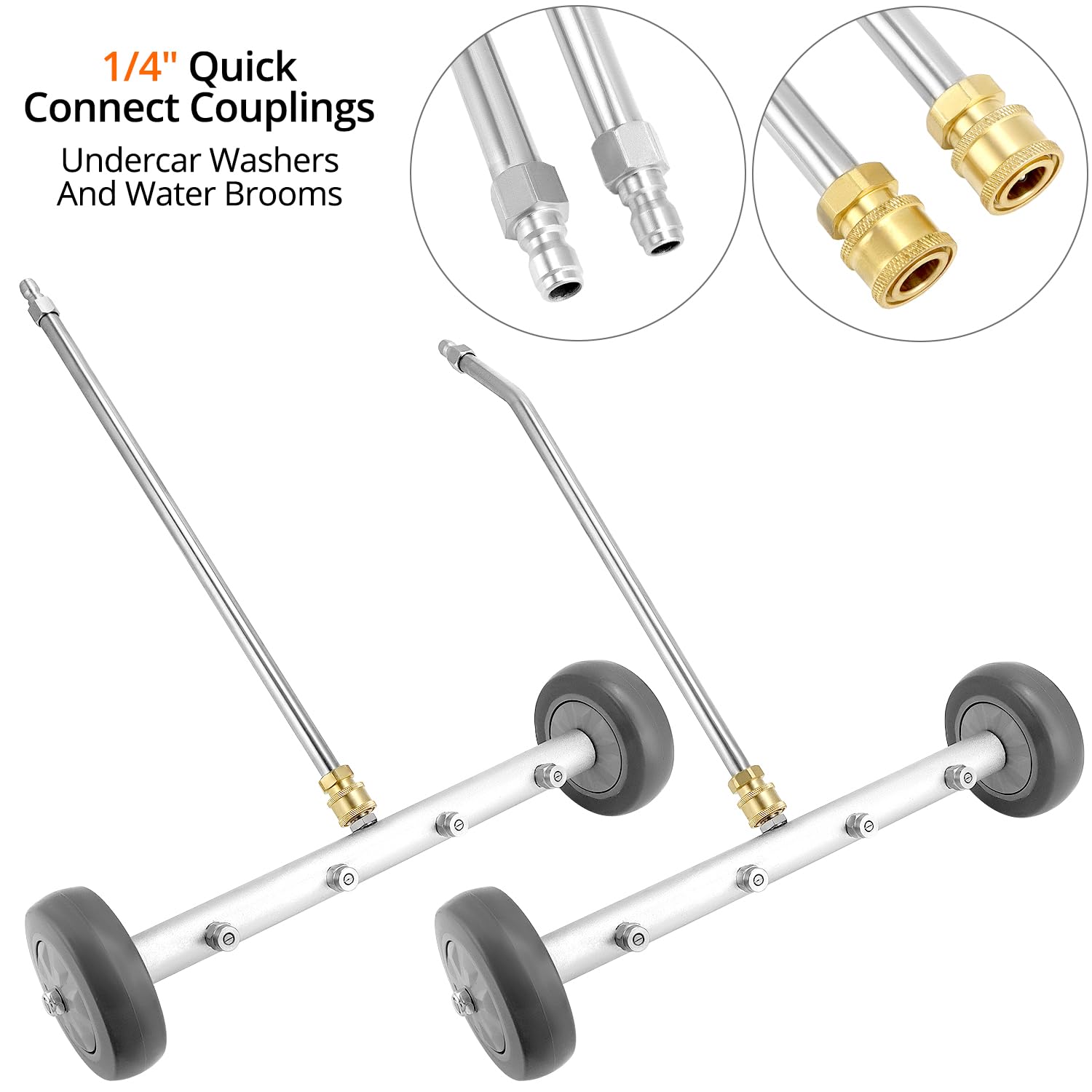 QWORK® Limpiador de Alta Presión para Bajos de Coche, Escoba de Agua con 2 Varillas de Extensión, 4000 PSI