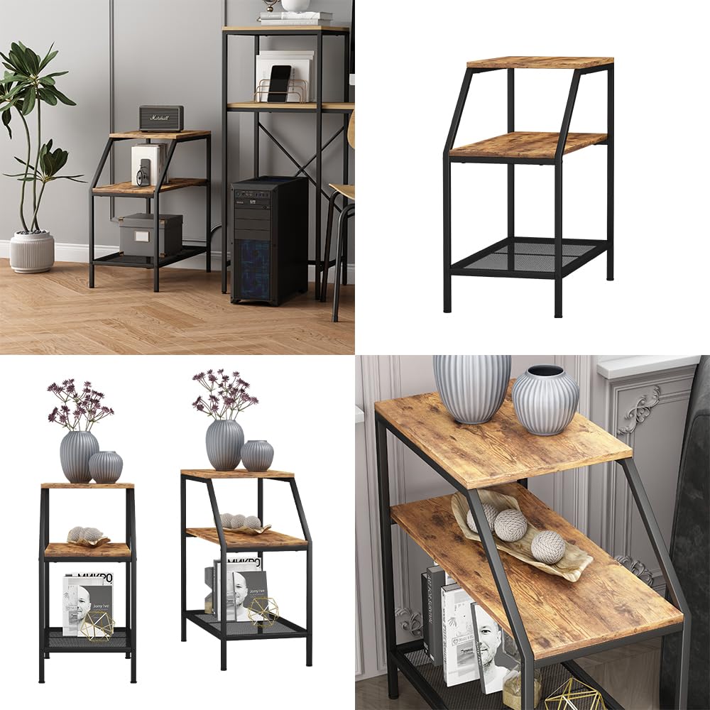 Vicco Tavolino da salotto Fyrk, Rovere rustico, 30 x 60 cm con 2 scomparti aperti, utilizzabile per l'ampliamento di superfici di lavoro o di appoggio