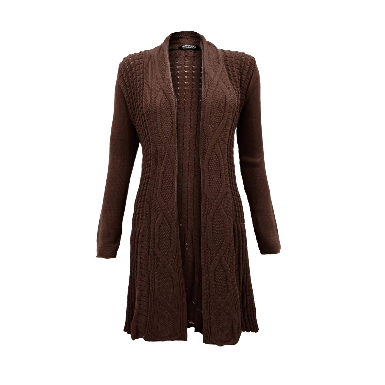 Top Vendor Women's Brown Knitted Waterfall Top Jumper Dress Cable Knit Boyfriend Cardigan Plus Size (20-22, )