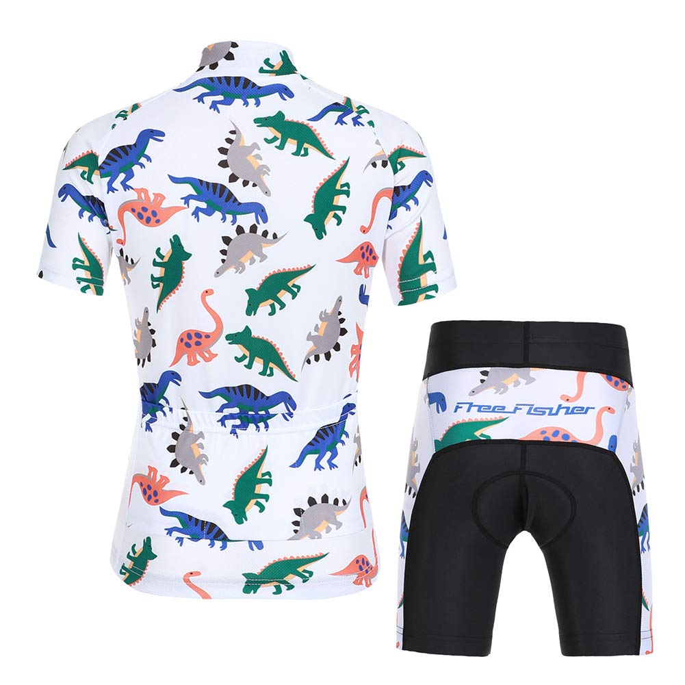 Conjunto de maillot de ciclismo para niños y niñas, transpirable, camiseta de ciclismo de manga corta + pantalones cortos con acolchado 3D