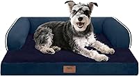 Vista 81 de Cama ortopédica extra grande para perros impermeable: cama de espuma viscoelástica para perros XL y extra grandes, sofá sofá, lavable con funda Azul