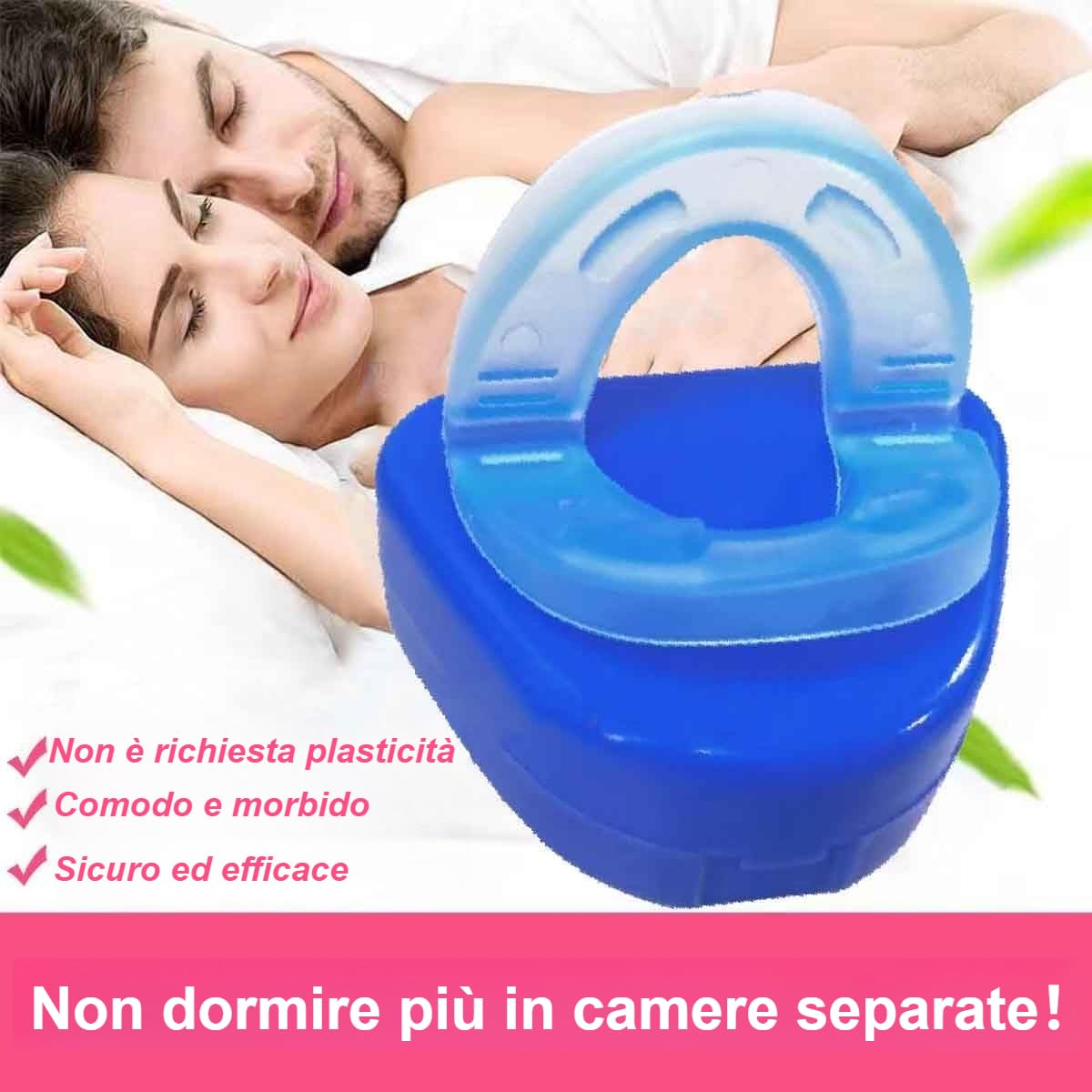 Rinovax Bite Antirussamento-Dispositivo Antirussamento Rinovax - Supporto per un Sonno Sereno,Aiuta a Ridurre il Russare,Migliorare la respirazione e il comfort,Facile Da Pulire (1PCS)