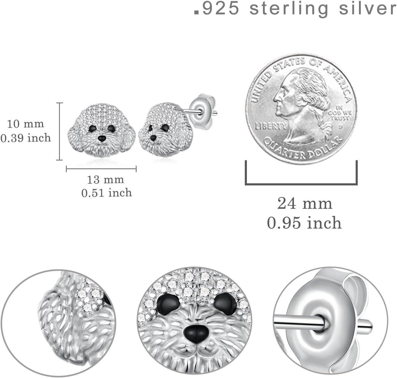 Poodle Earrings 925 Sterling Silver Poodle Teddy Dog Stud Earrings Animal Earring Jewelry Birthday Gifts for Women - Image 6