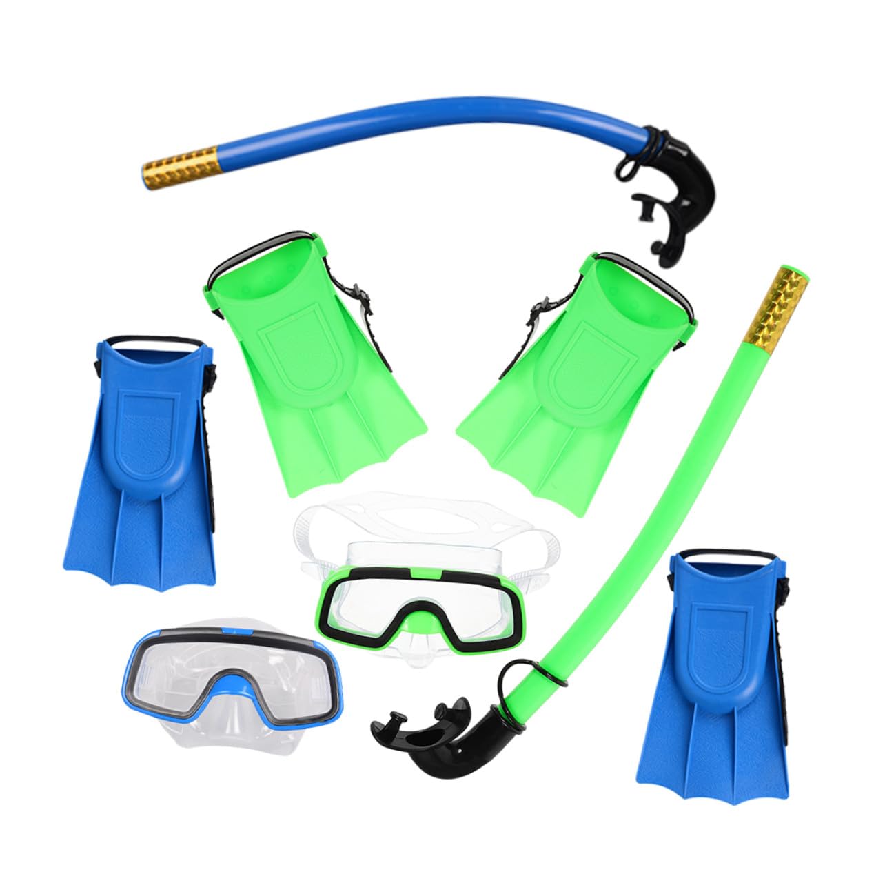 Cabilock Gafas de Buceo Máscara de Snorkel y Aletas Cortas para Nadar Equipo de Snorkel Portátil para Uso Playa y Piscina