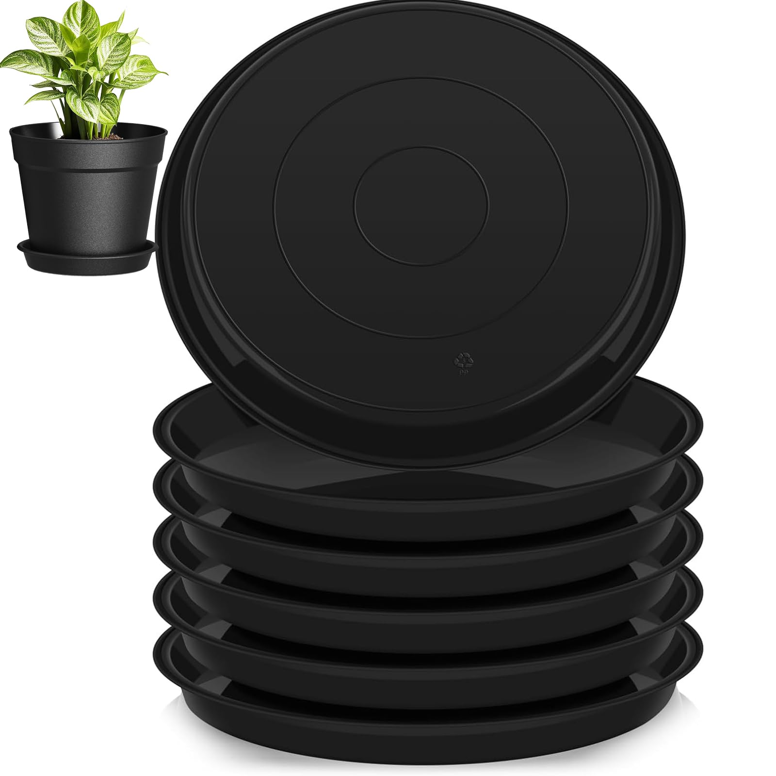 lylqmy 10Pc Plant Pot Saucers 6/12/14/15.3/inch,Plastic Plant Saucer Plant Tray Reliable Plant Pot Trays 4 Size Flower Pot Drip Trays Waterproof Plant Saucers for Indoor Outdoor Garden (6inch, black)