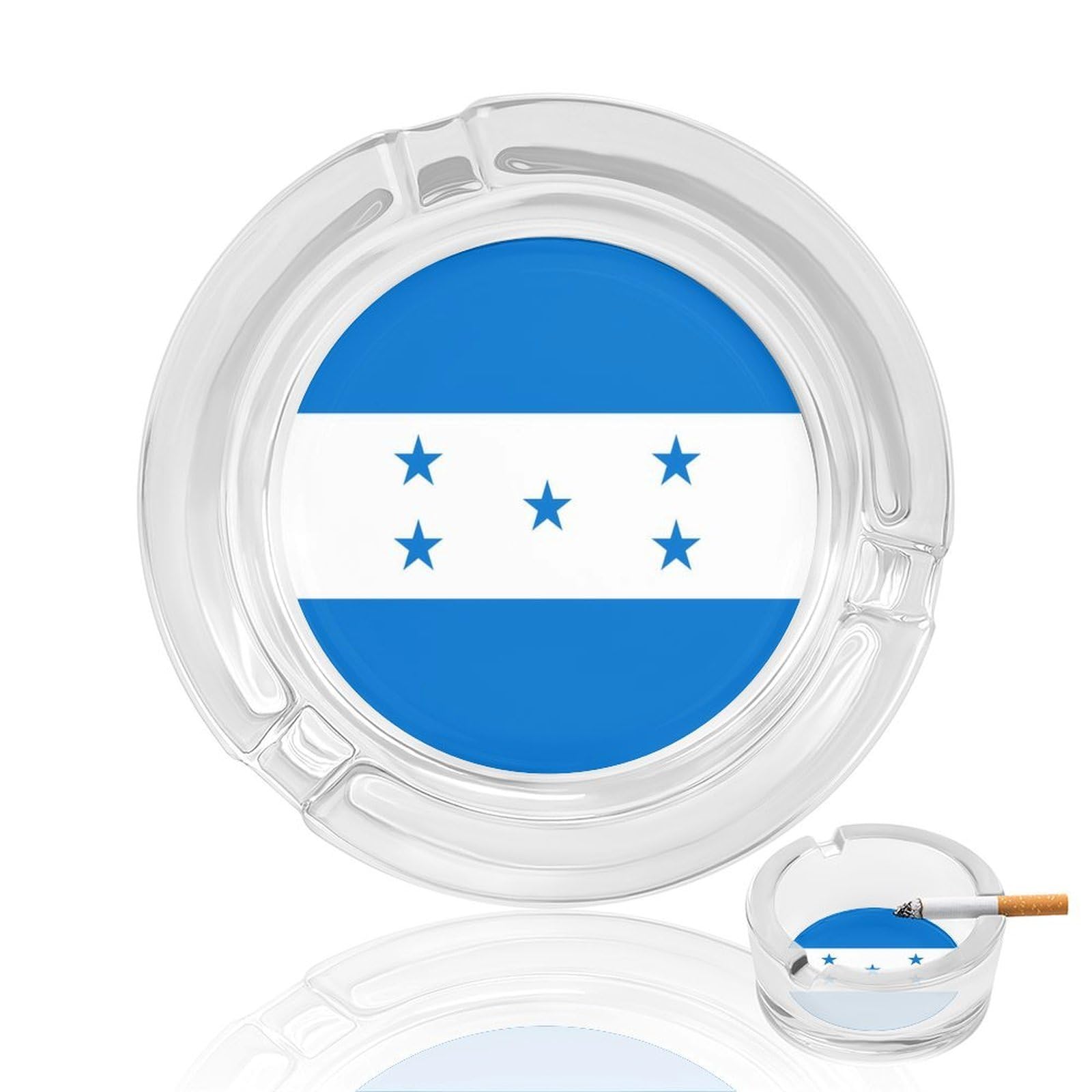 Nclqvjxzkhw Style Flag Of Honduras Glass Ashtray Round Ash Tray Smoking Trays For Home Garden Outdoor