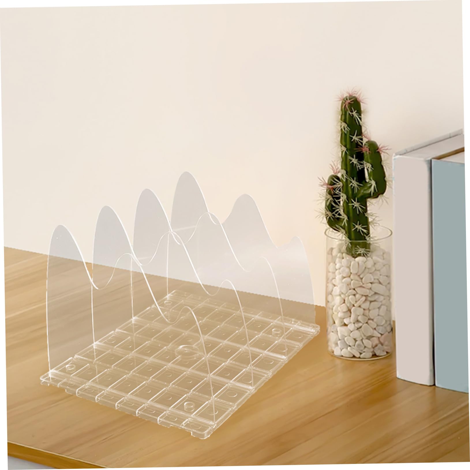 Divisor de Estantes Ajustable de Plástico Transparente, Organizador Creativo con Múltiples Compartimentos para Bolsos, Correo y Oficina