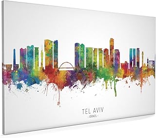 Tel Aviv Israel Skyline Box Canvas Print with City Name -8667