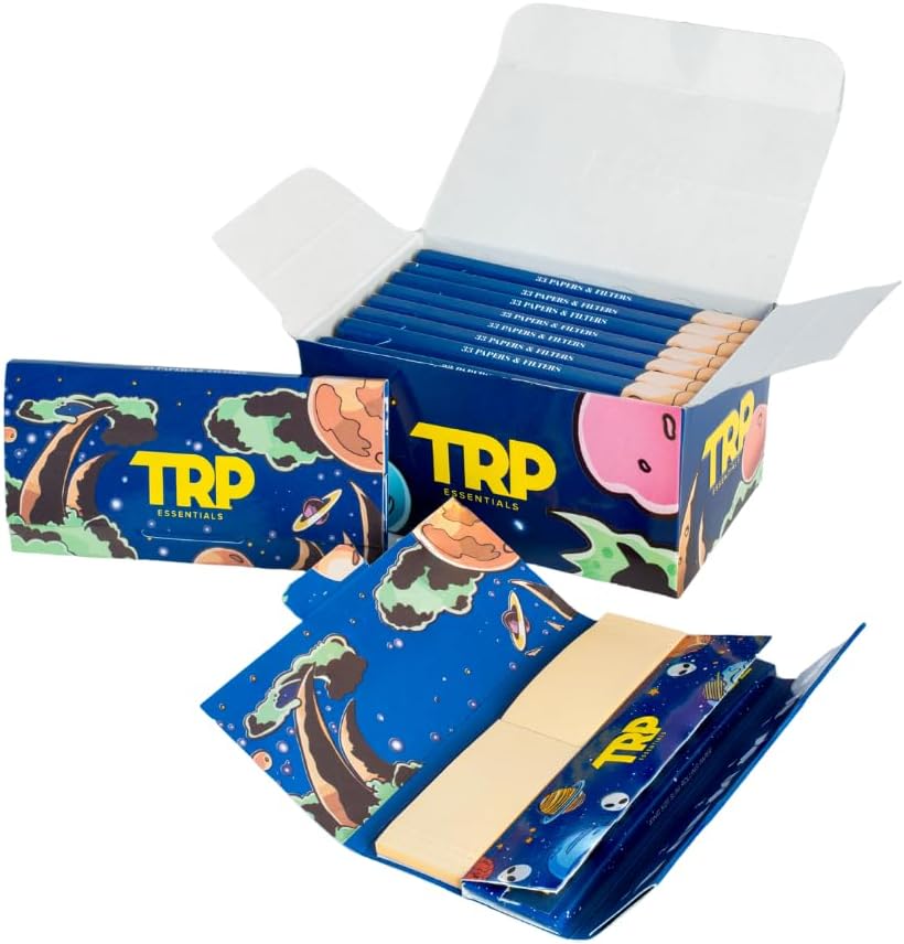TRP Essentials Booklets Brown King Size Smoking Rolling Paper 10 Packs of 33 Leafs with 33 Filter Tips Each