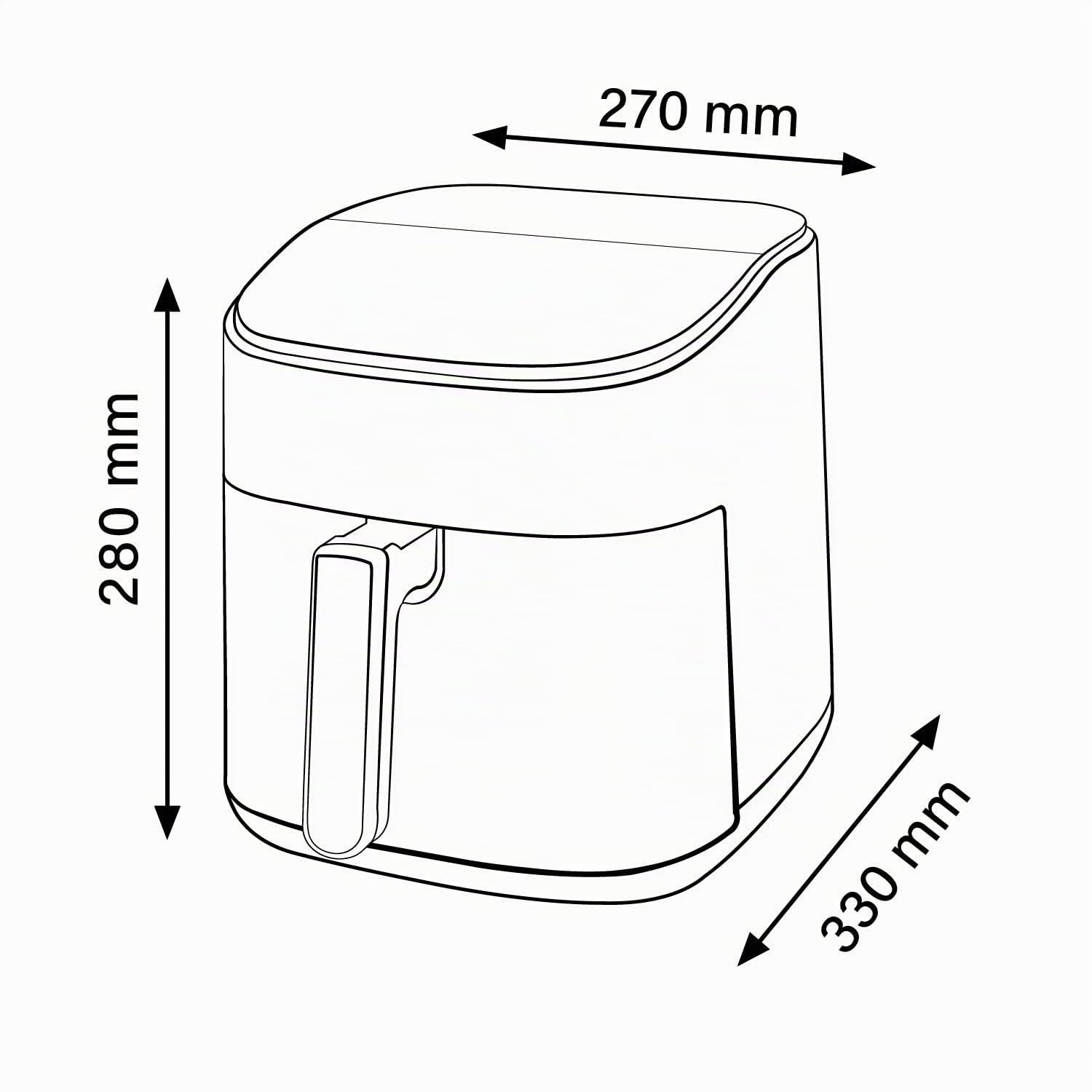 M mimotec – Air Fryer Green Sara Touch 6,5L, Friteuse à Air sans Huile, 1600W, 8 Menus Digitaux, Écran Tactile, Fonction Grill, Minuterie Réglable, Température 80-200°C, Cuisine Facile et Saine