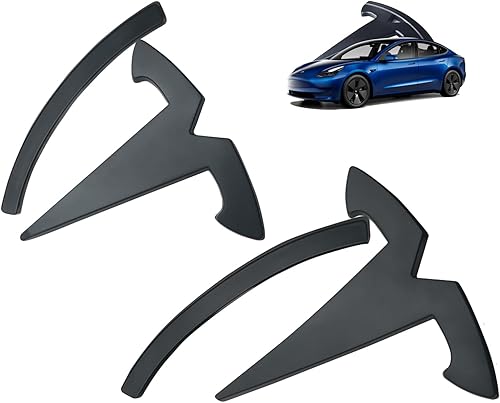 Miniatura 8 de yhcdsea Adhesivos para cubierta del logotipo del maletero delanterotrasero del modelo 3 para Tesla Model 3, accesorios de emblema (patrón de fibra