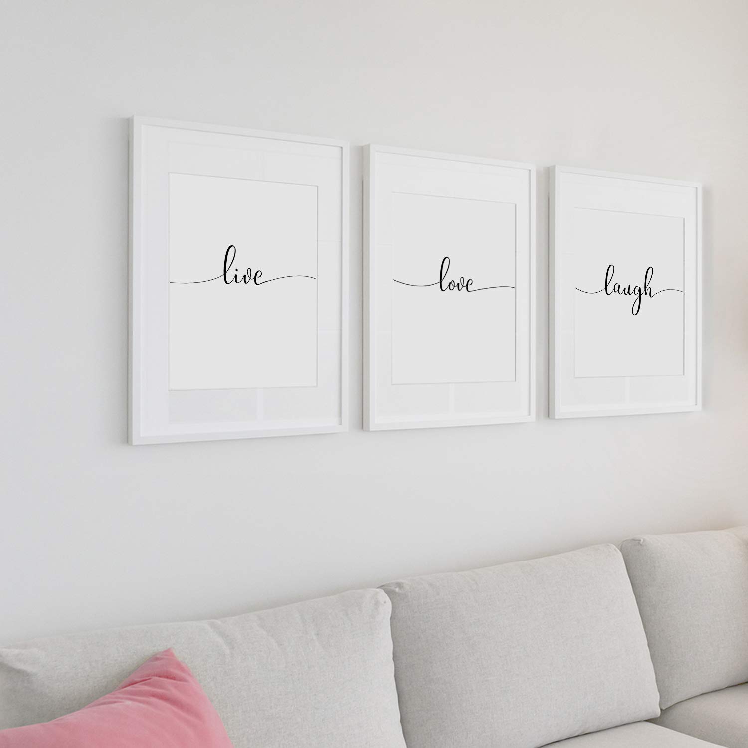 GLWDMB Cuadros de pared para el salón como frases divertidas, imágenes motivadoras para la oficina o la cocina, cuadros con frases como póster para el dormitorio sin marco (Life-Laugh-Love)