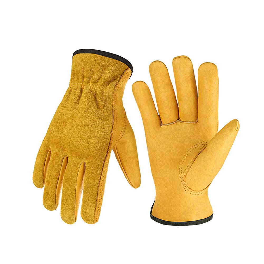 Para soldadores/Guantes de barbacoa/soldadura, HEELPPO Guantes de Cuero for Hombres Guantes de Soldadura Guantes de Apicultura Guantes de jardinería Hechos de Piel de Vacuno Perforación y Corte Adecua