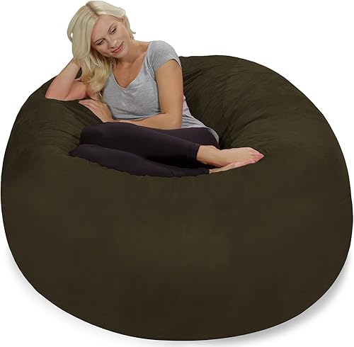 Miniatura 29 de Chill Sack Puf - Sillón gigante de espuma viscoelástica de 5 pies, sofá grande con funda de microfibra suave, color negro ónix Micro Gamuza - Negro