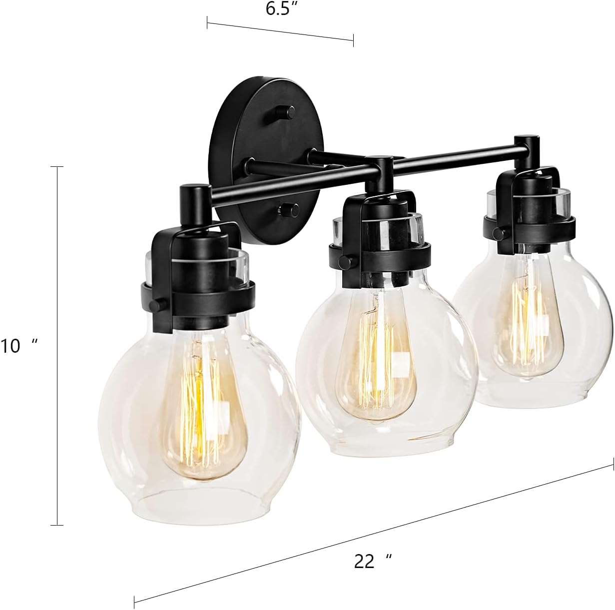 Lowest Price MOTINI 3 Light Bathroom Vanity Light Modern Wall Sconce Metal Wall Mount Lamp Fixture with 5 Inches Round Glass Canopy ( Black, ETL ) Exclusive Special MOTINI 3 Light Bathroom Vanity Light Modern Wall Sconce Metal Wall Mount Lamp Fixture with 5 Inches Round Glass Canopy ( Black, ETL )