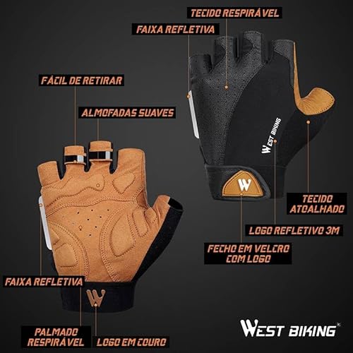 Luva Para Ciclismo Mtb Speed Mountain Bike Confortável Puxador Dedo Curto West Biking (P)