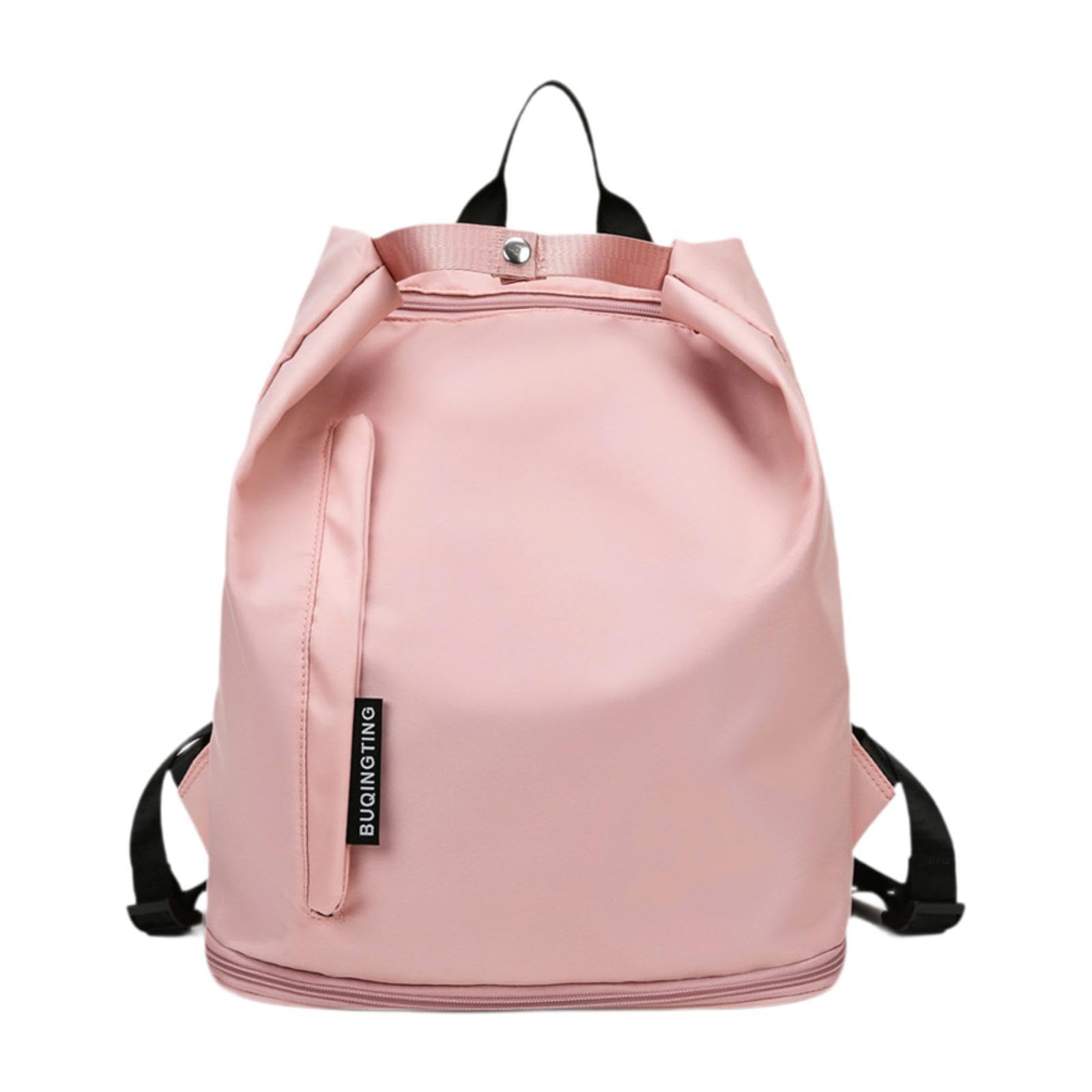 Beach Backpack Exercising Hiking with Shoes Compartment Workout Swim Gym Bag Pink-picture-48