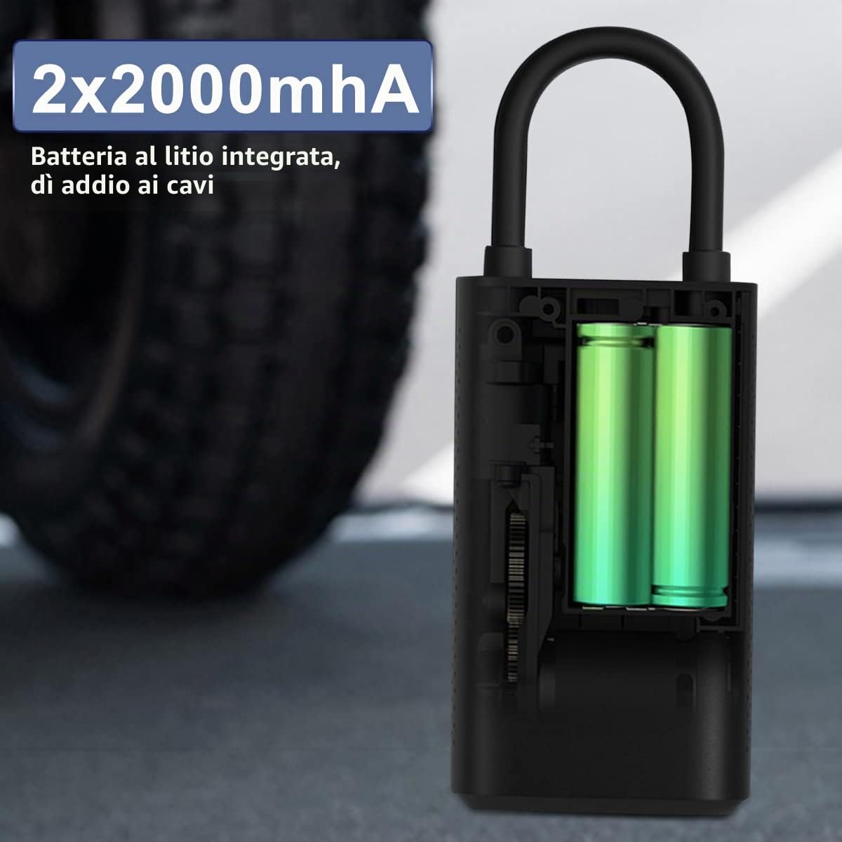 Mi Mijia Compressore Aria Portatile 1S, Portable Electric Air Compressor Luci a LED 2000mAh 150PSI, 5 modalità Mini Compressore, Air Pump con Sensore Pressione per Auto, Bici, Moto, Scooter, Pallone