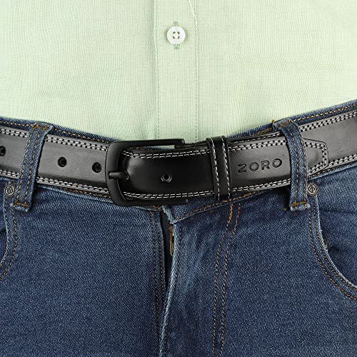 Image of ZORO Black Vegan Leather Belt for Men | TX10DS |Size 40