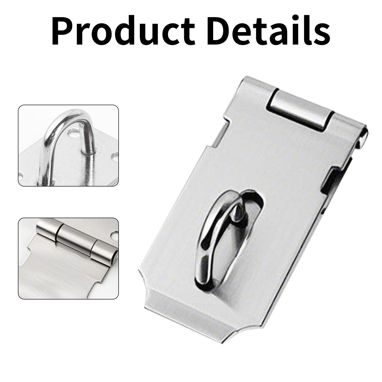 3 Pcs Stainless Steel Padlock Hasp Latch 2 Inch Door Latch Catch for Door Window, Cabinet, Pet Cage, Crate - Image 3