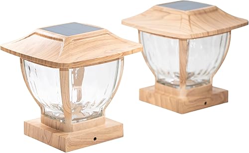 Miniatura 3 de Maxsa Innovations Estilo de onda solar - Tapa de poste y barandilla de cubierta - Paquete de 2 (41981-Blanco)