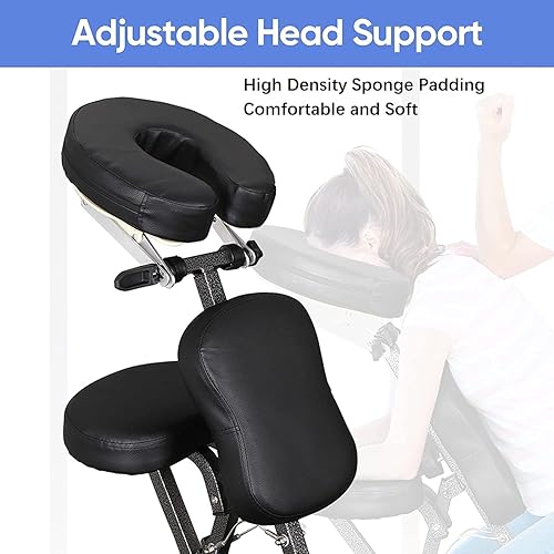 Miniatura 4 de ZENY Silla de masaje portátil, silla de tatuaje, silla de terapia de espuma gruesa de 4 pulgadas, silla de masaje plegable de salón de spa ajustable