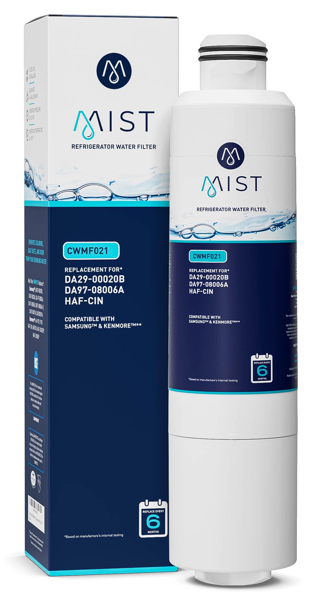 Mist HAF-CIN/EXP Refrigerator Water Filter Replacement for Samsung DA29-00020B, DA29-00020A, Kenmore 46-9101 – NSF 42 & 372 Certified – 1 Pack