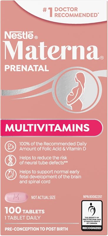 Nestle Prenatal Postpartum Vitamin & Mineral Supplement 100 Tablets | 23 Essential Vitamins and Minerals, 100 Percent RDA Of Folic Acid