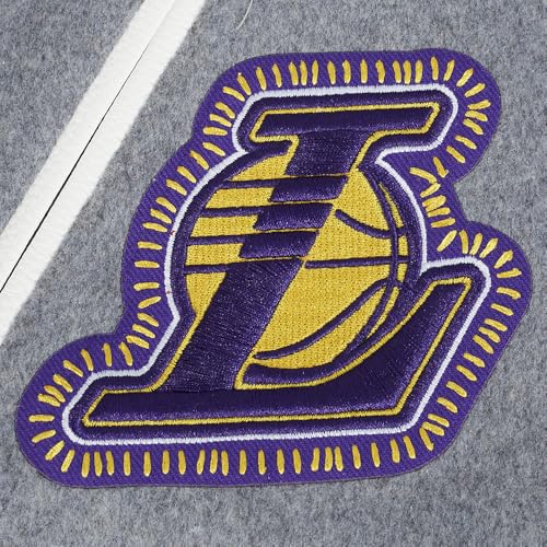 Pro Standard Mens NBA Los Angeles Lakers DIY Pick Stitch Varsity Jacket Heather Grey/White/Black 2Xl - Image 7